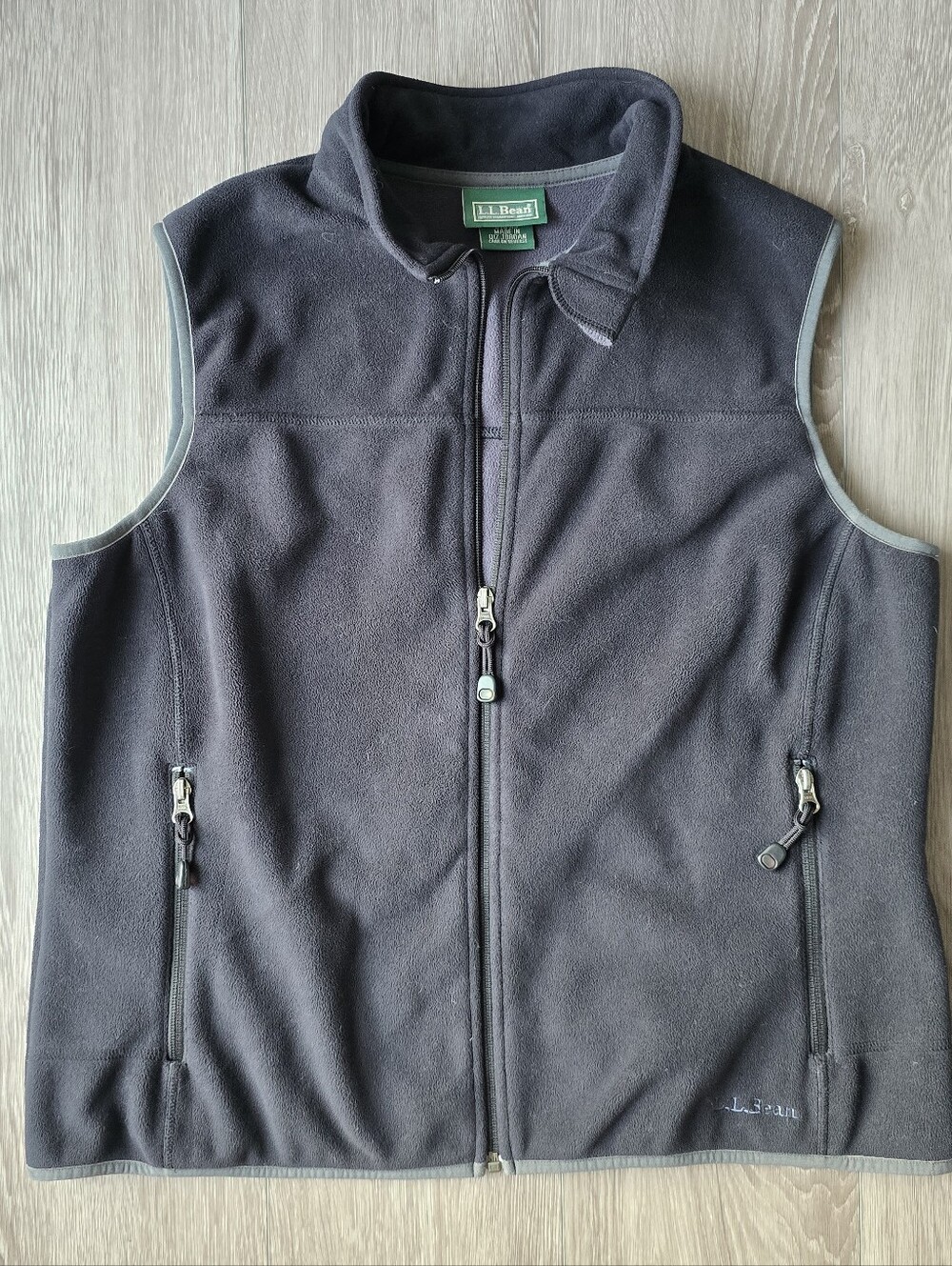 LL Bean Vintage Polartec Fleece Vest Womens L Black Full Zip w/ Zip Pockets